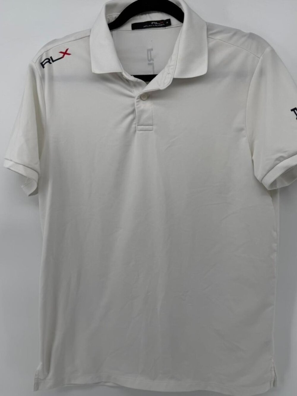 RLX Ralph Lauren Mens Medium Polo Shirt White Short Sleeve Performance Golf